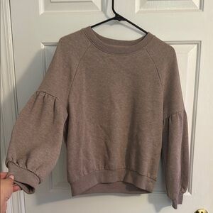 Stylish Brown Puff Sleeve Sweatshirt